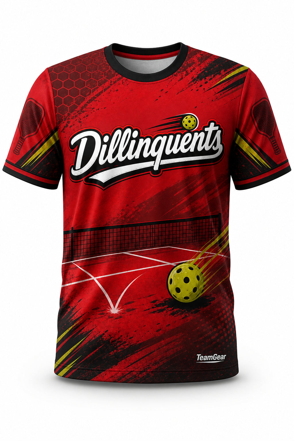 Dillinquents Red Pickleball Jersey - front and back view