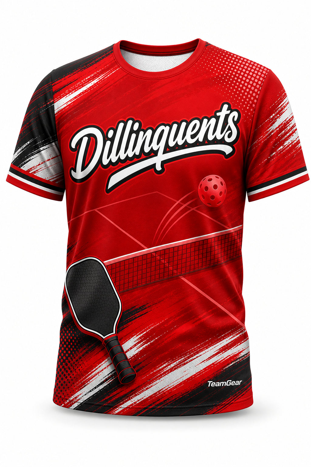 Dillinquents Red Pickleball Jersey - front and back view