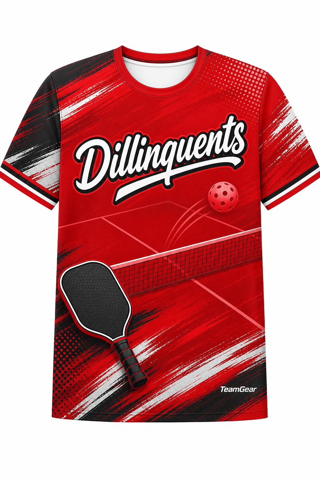Dillinquents Red Pickleball Jersey with name and number