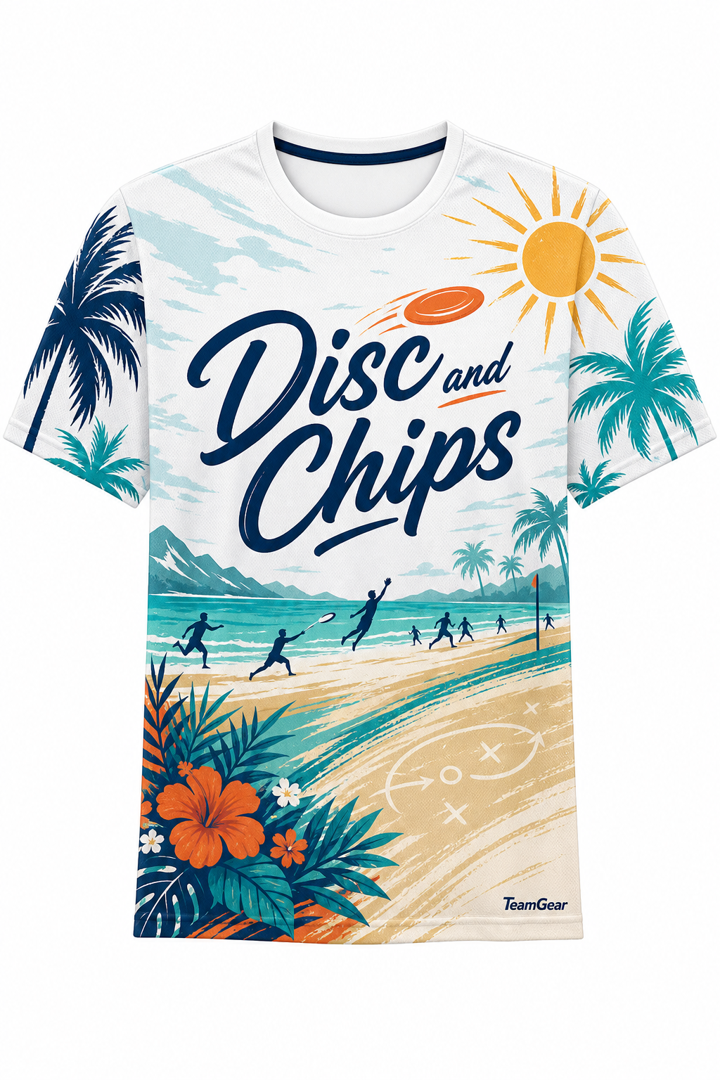 Disc and Chips White Ultimate Frisbee Jersey design