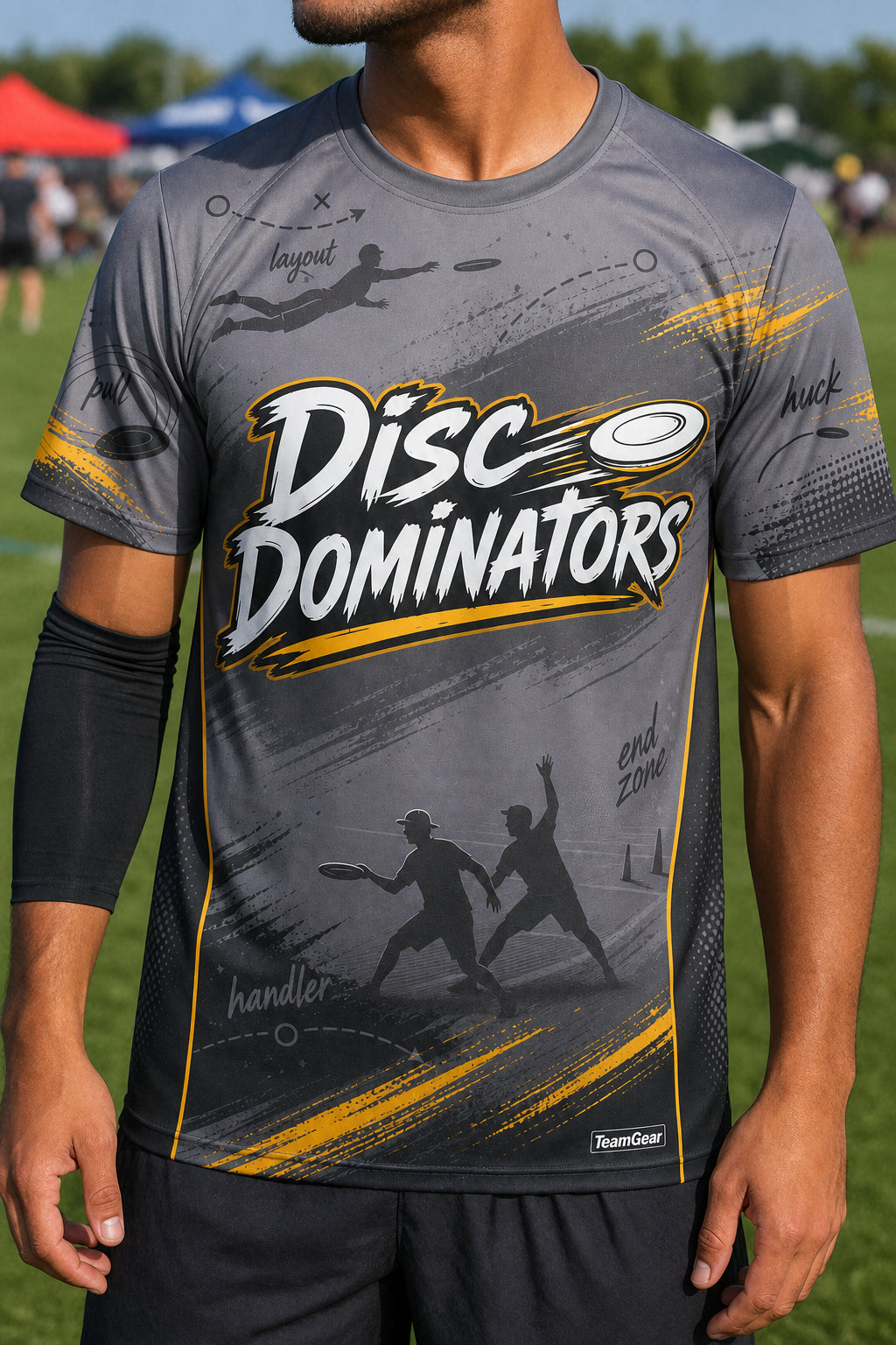 Disc Dominators Grey Ultimate Frisbee Jersey — custom ultimate frisbee jersey worn on model — TeamGear Canada