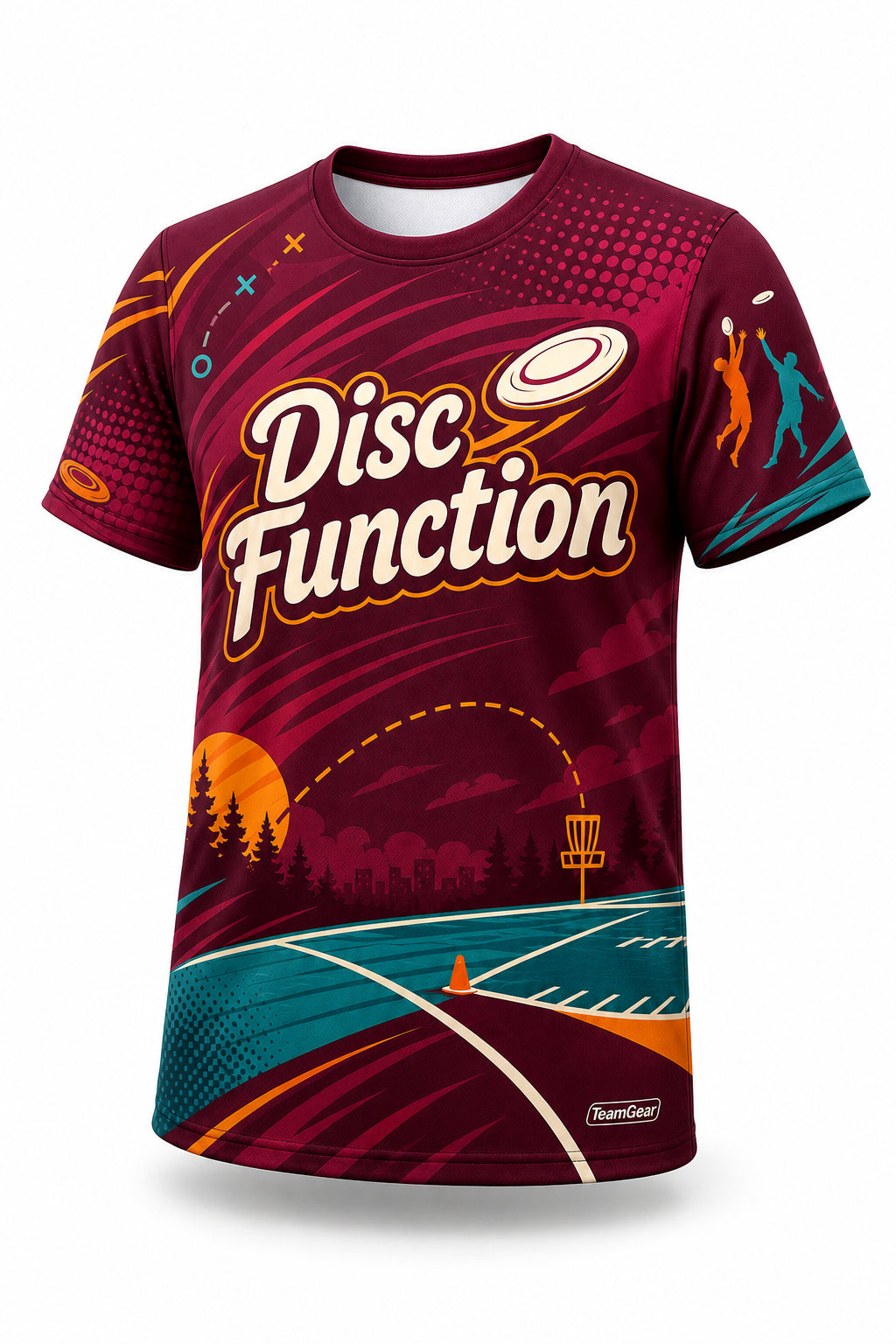 Disc Function Maroon Ultimate Frisbee Jersey - front and back view