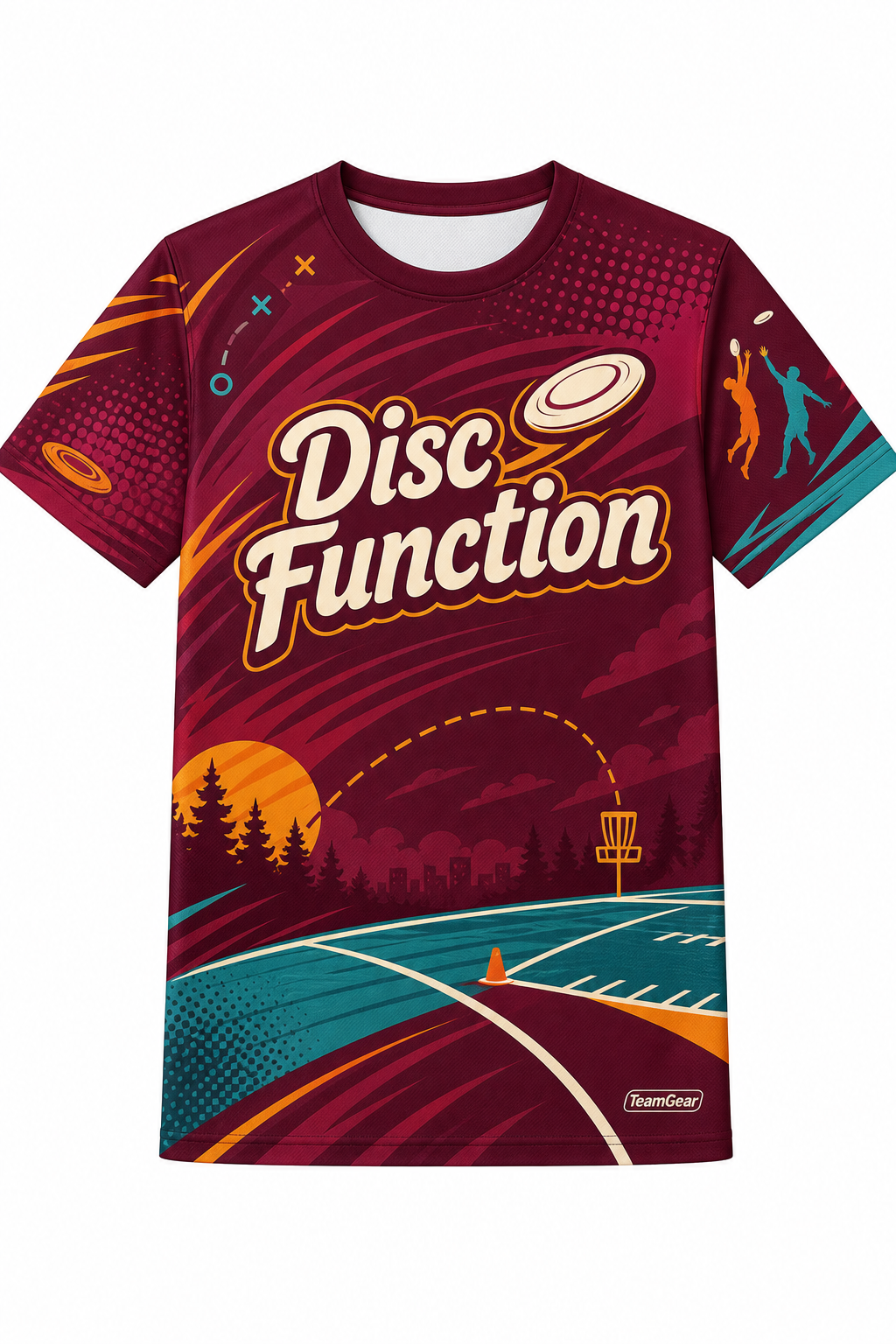 Disc Function Maroon Ultimate Frisbee Jersey design