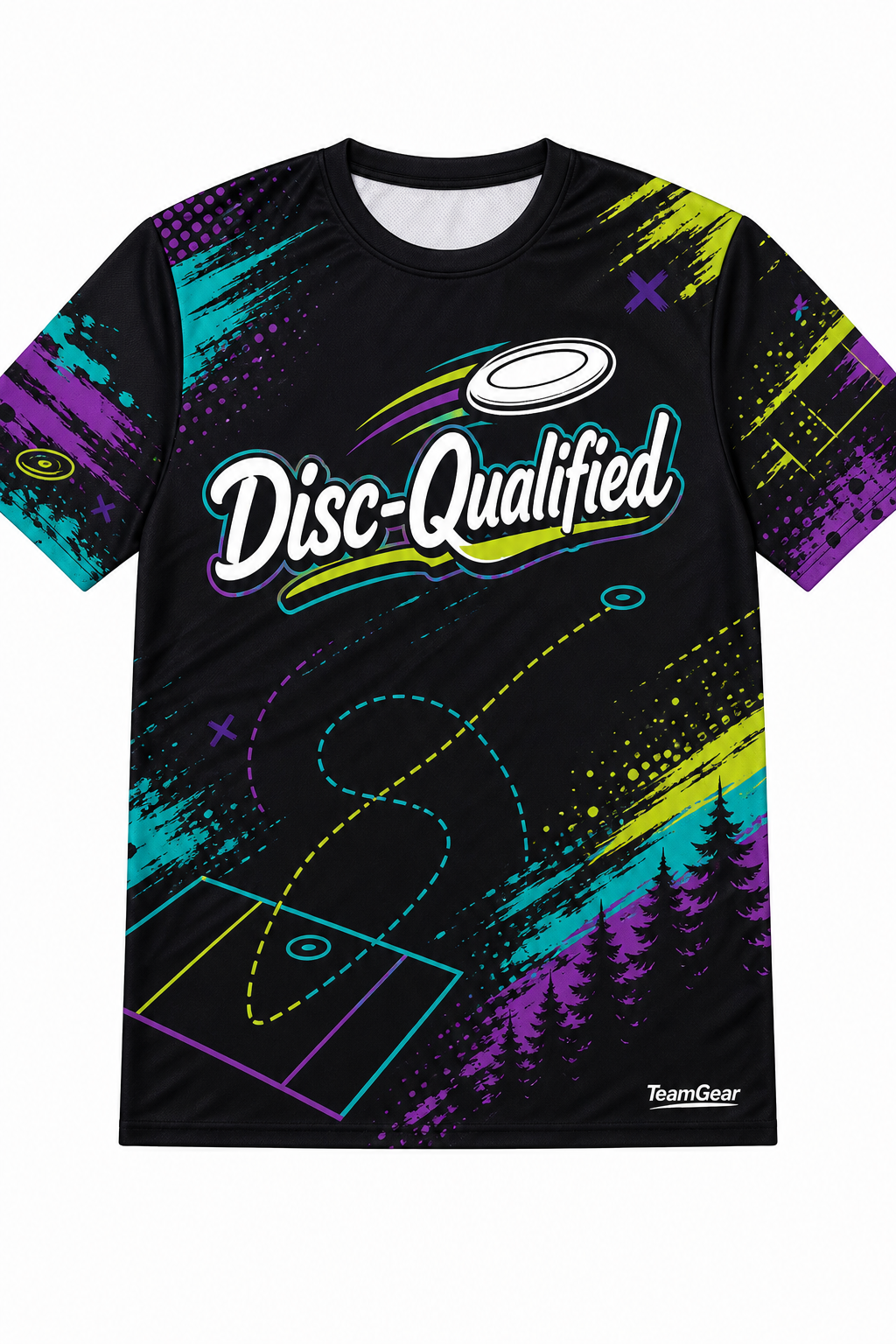 Disc-Qualified Black Ultimate Frisbee Jersey design