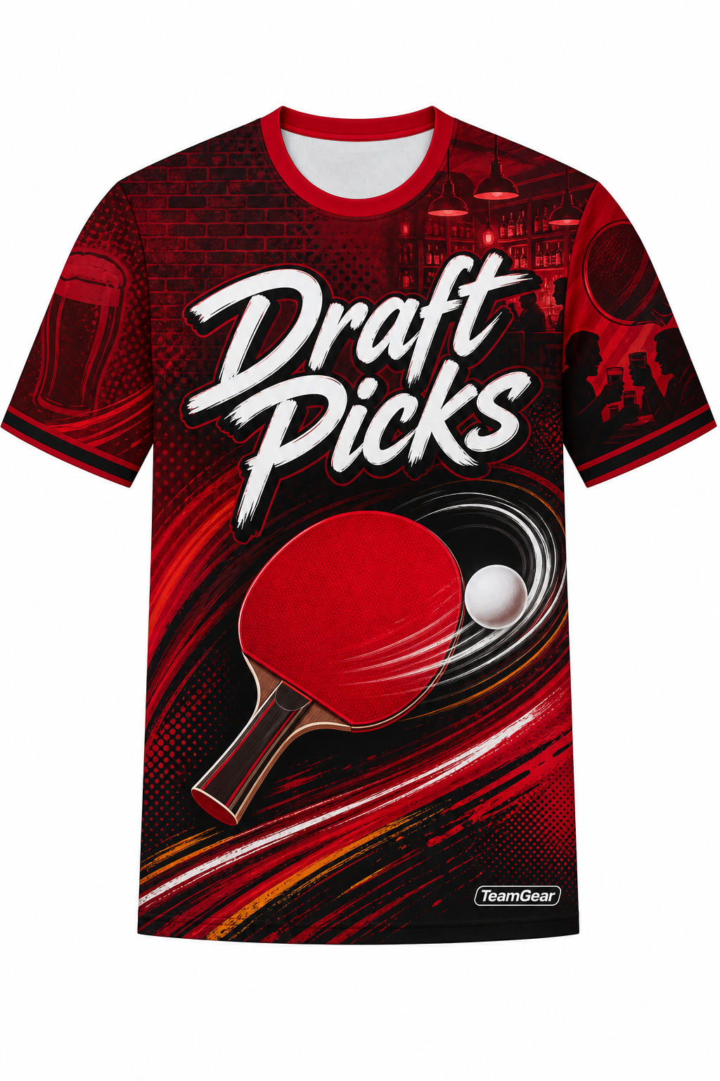 Draft Picks Red Table Tennis Jersey with name and number