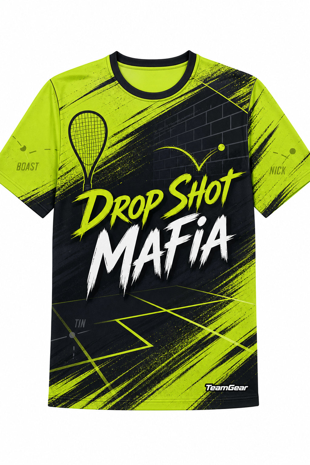Drop Shot Mafia Lime Squash Jersey with name and number