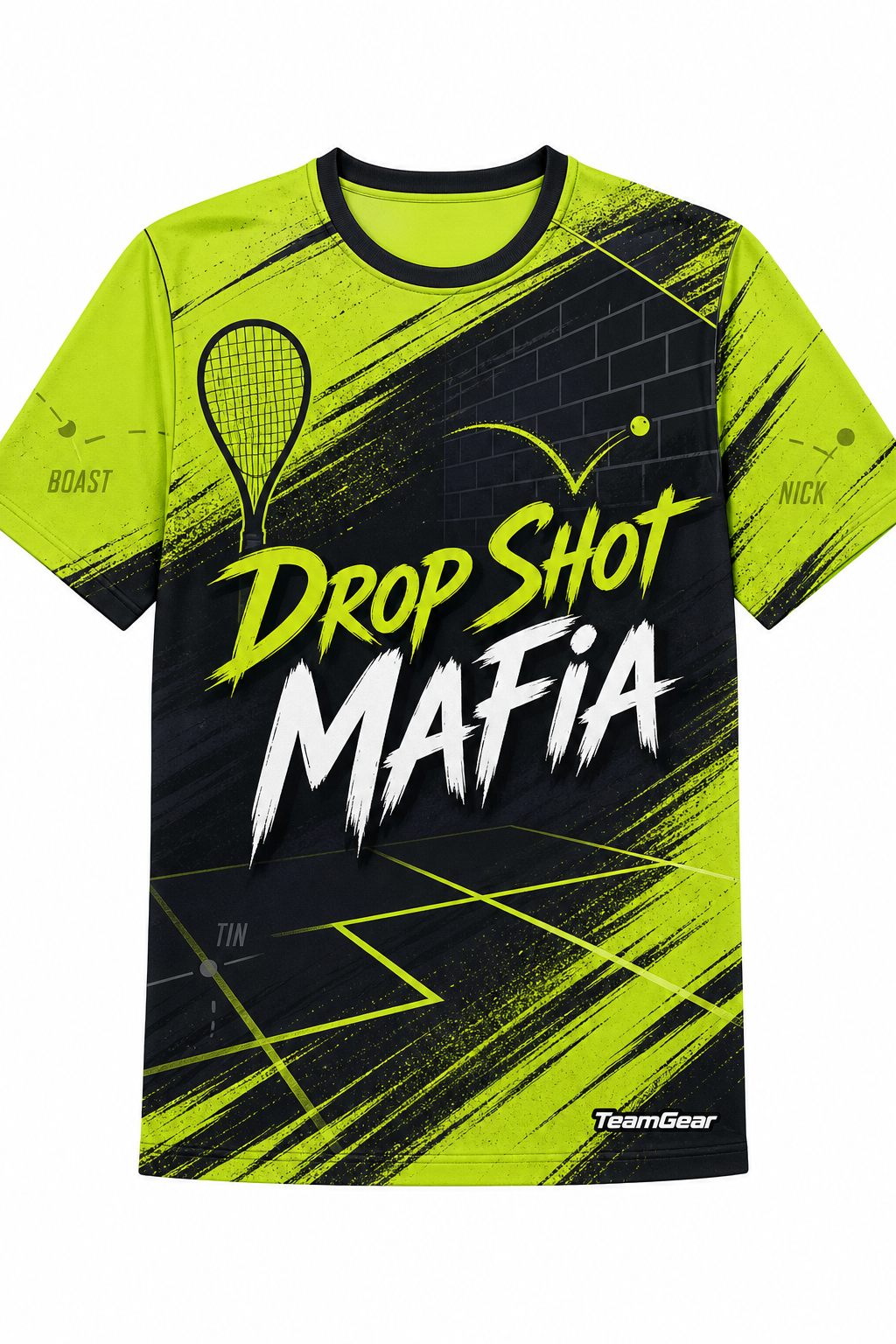 Drop Shot Mafia Lime Squash Jersey with name and number