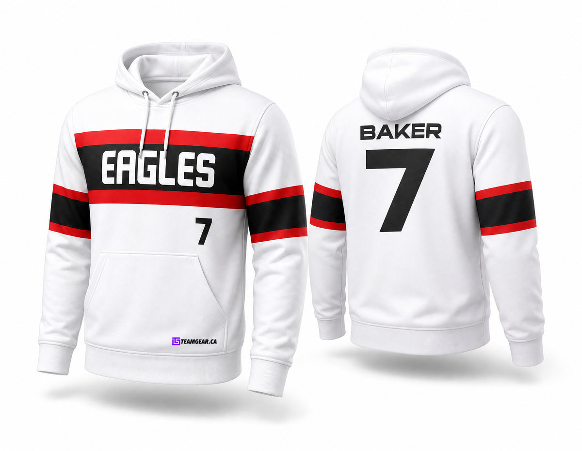 Eagles White Softball Hoodie - front and back view