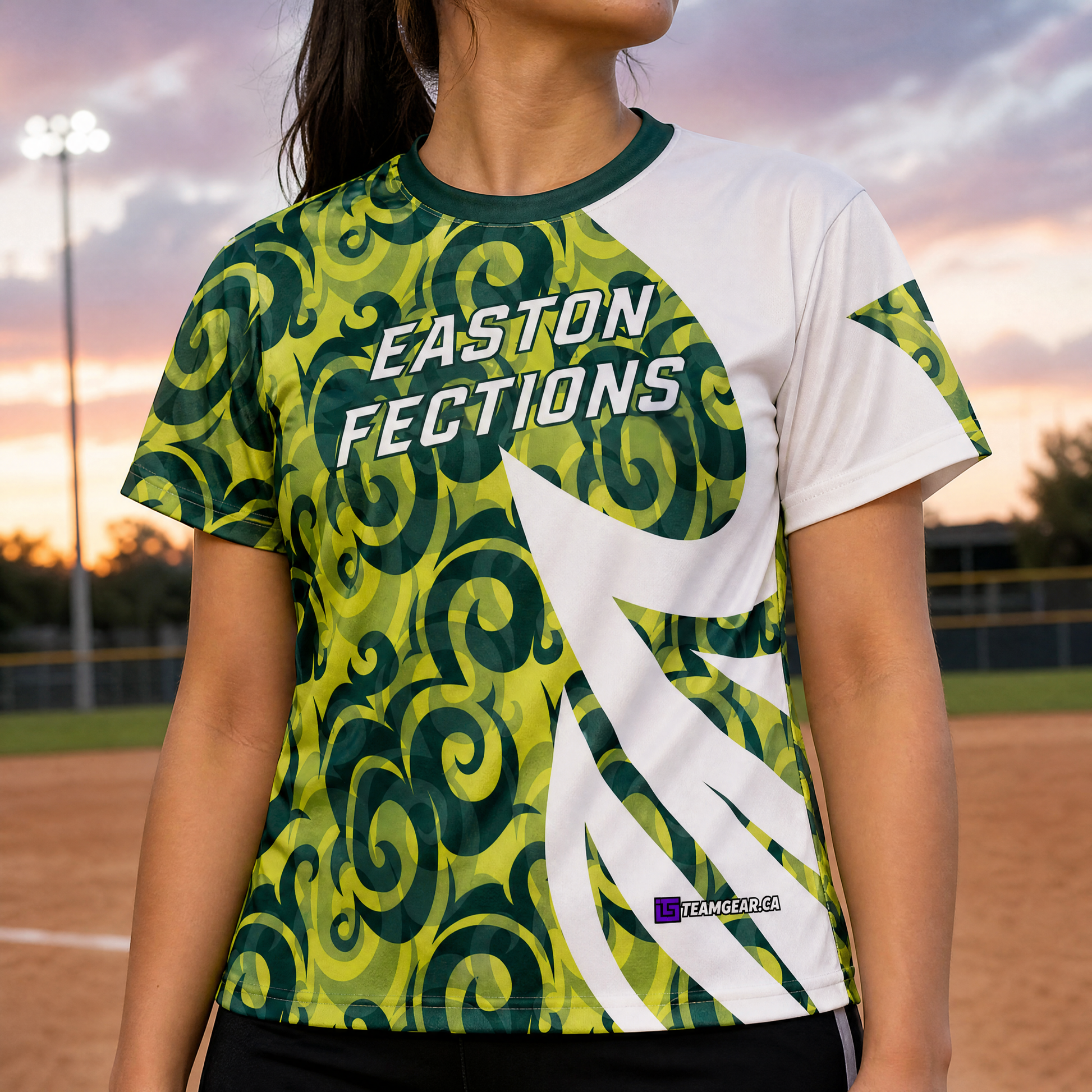 Easton Fections Softball Jersey — custom softball jersey worn on model — TeamGear Canada