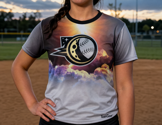 Eclipse Grey and Black Softball Jersey — custom softball jersey worn on model — TeamGear Canada
