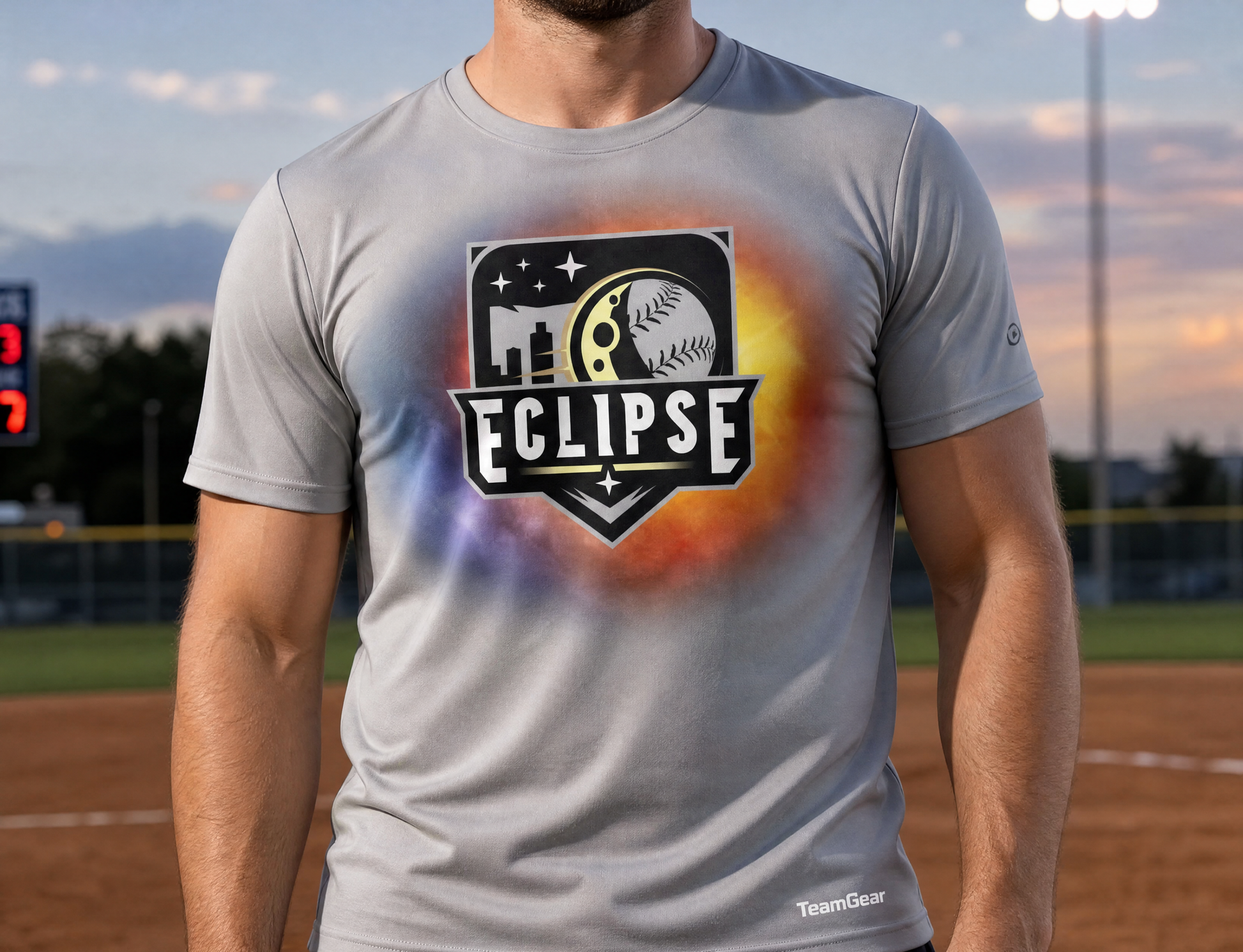 Eclipse Grey Softball Jersey — custom softball jersey worn on model — TeamGear Canada