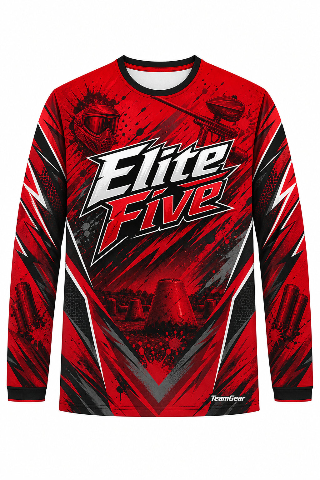 Elite Five Red Long Sleeve Paintball Jersey design