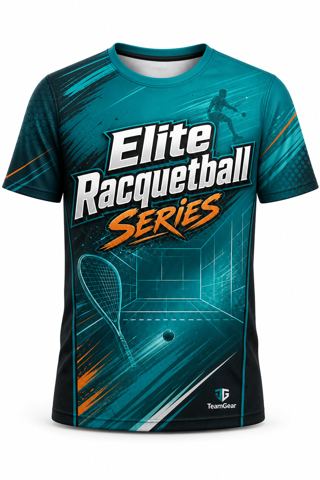 Elite Racquetball Series Teal Racquetball Jersey - front and back view