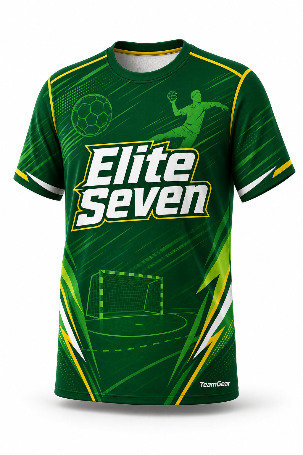 Elite Seven Green Handball Jersey - front and back view