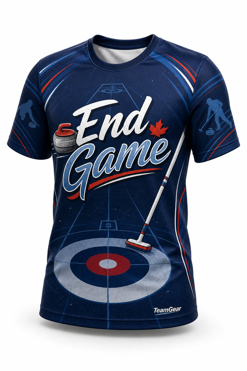 End Game Navy Curling Jersey - front and back view