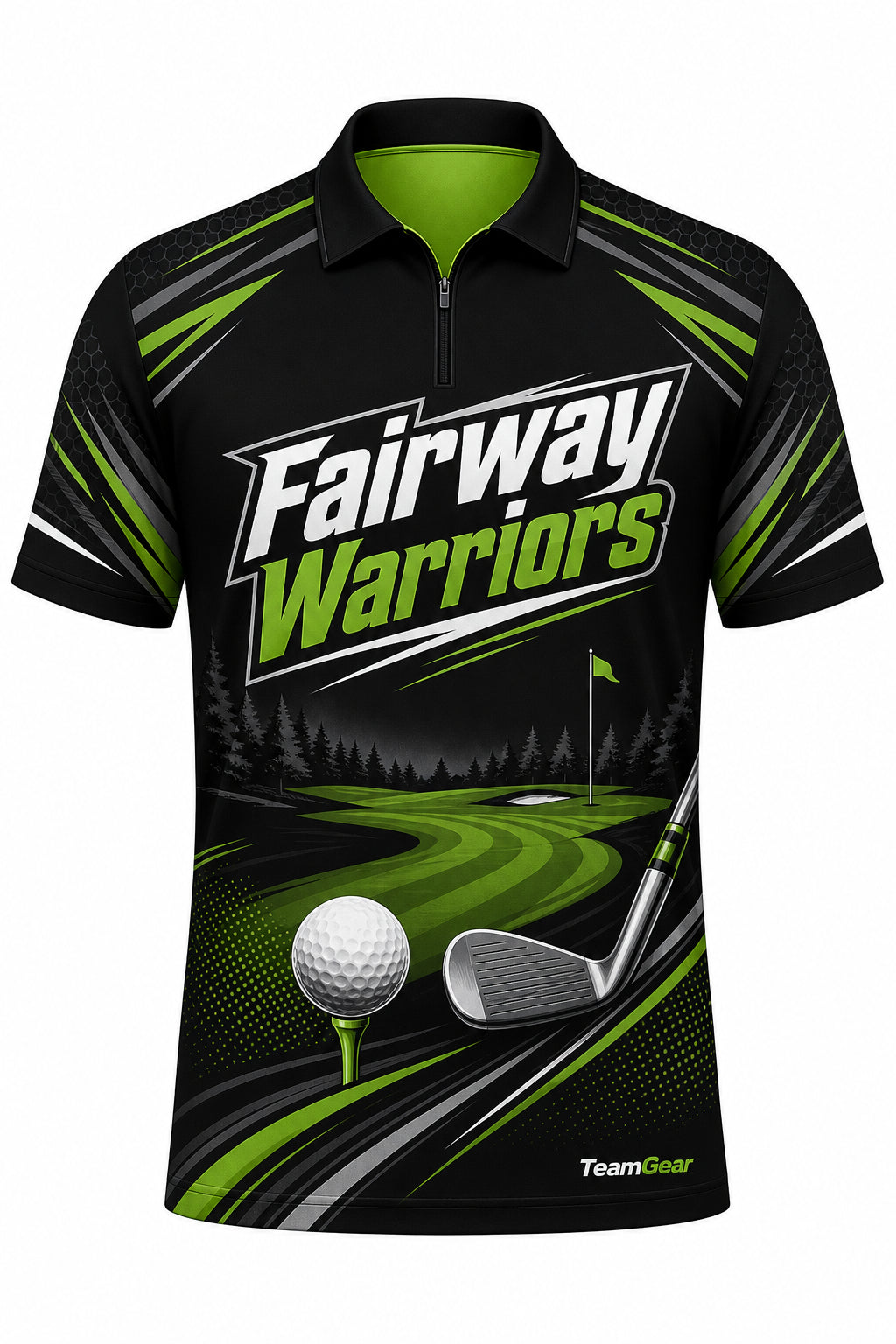Fairway Warriors Black Golf Polo design