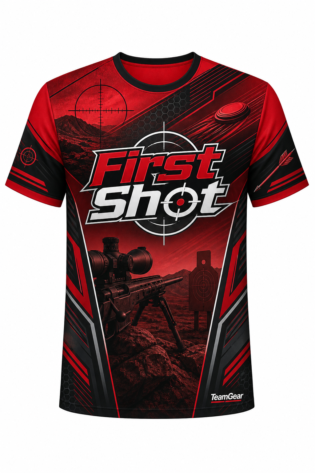 First Shot Red Shooting Jersey design