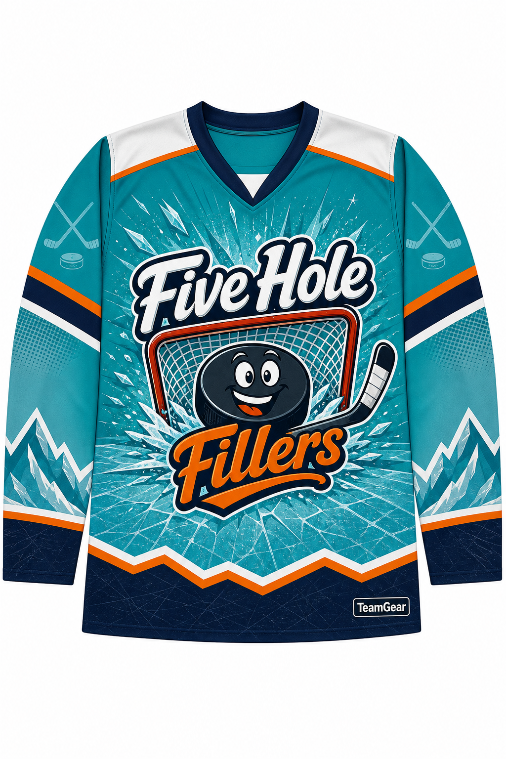 Five Hole Fillers Teal Hockey Jersey design