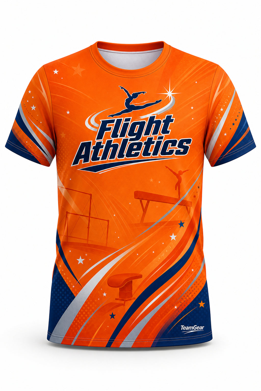 Flight Athletics Orange Gymnastics Jersey - front and back view