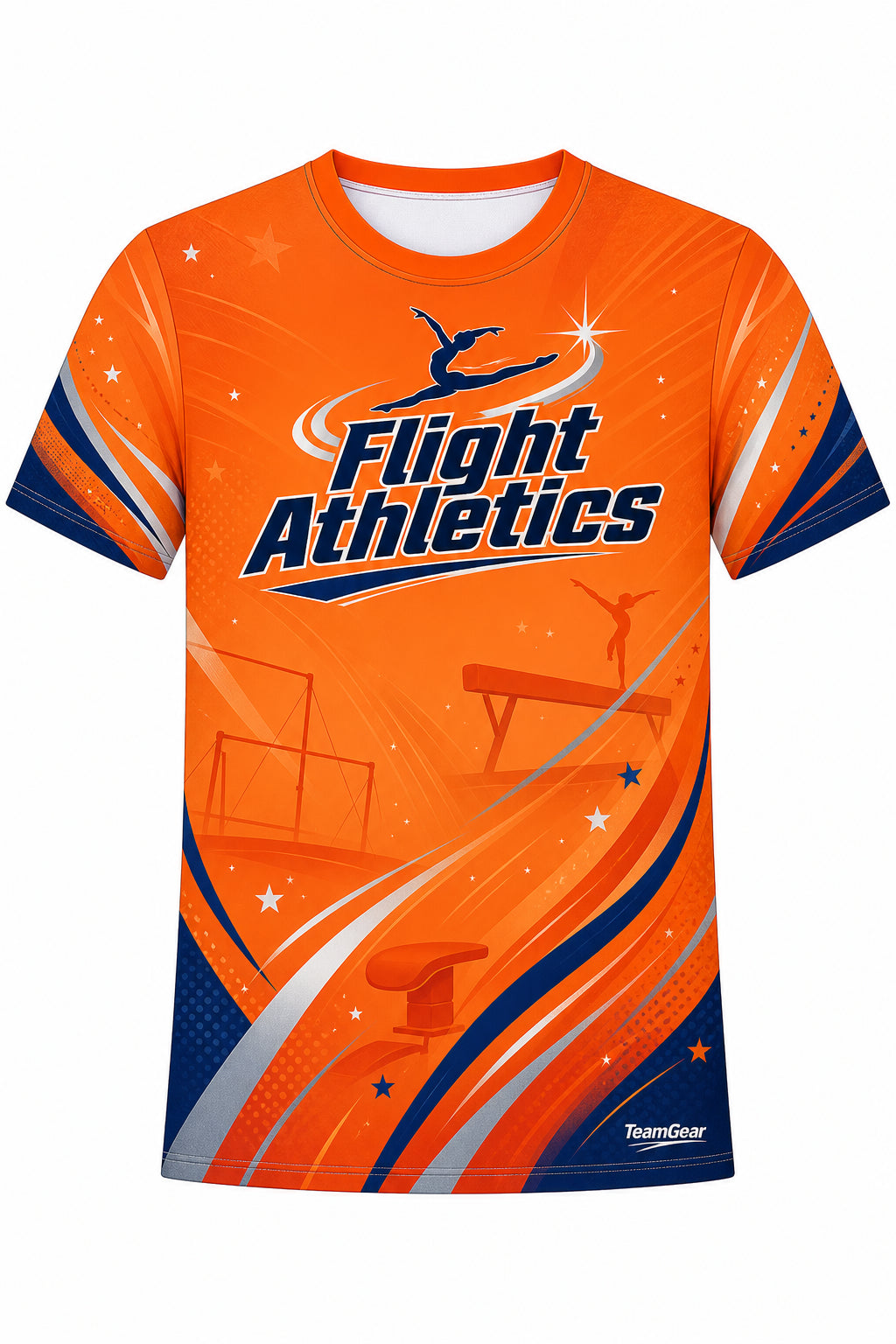 Flight Athletics Orange Gymnastics Jersey with name and number