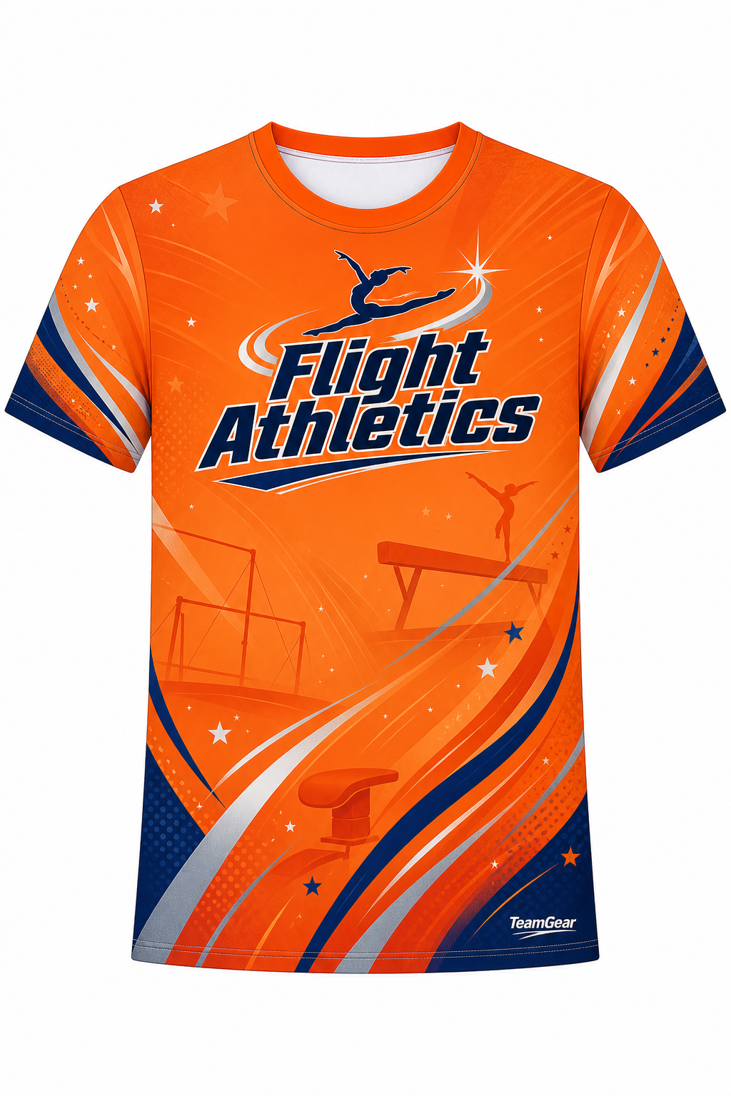 Flight Athletics Orange Gymnastics Jersey with name and number
