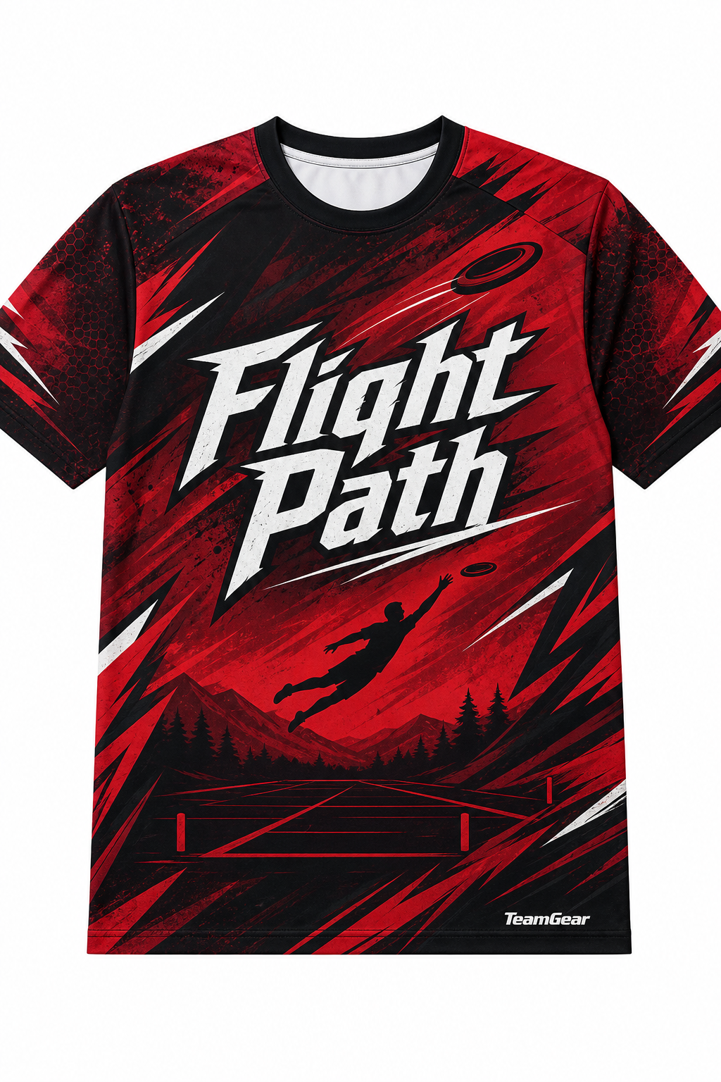 Flight Path Red Ultimate Frisbee Jersey design