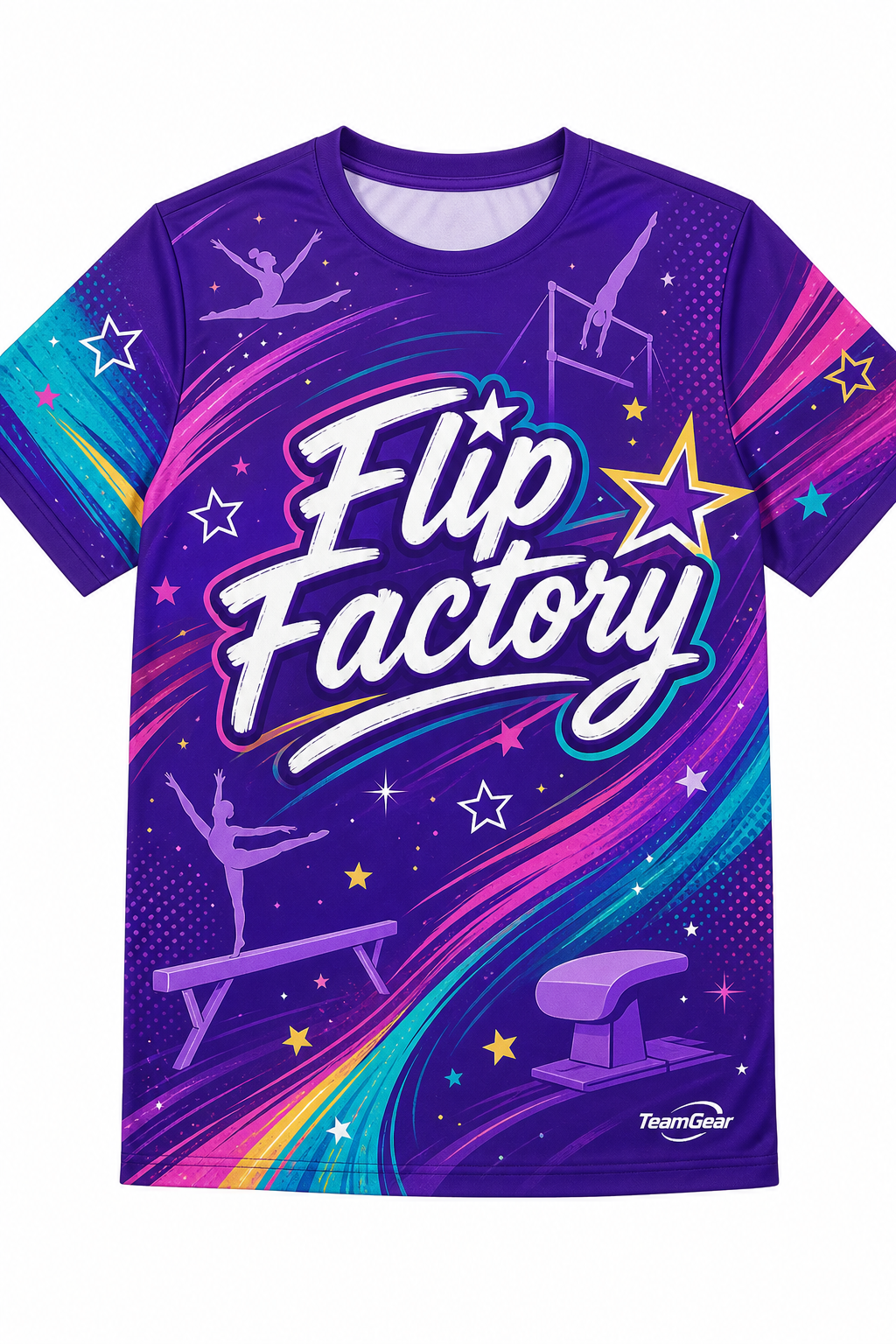 Flip Factory Purple Gymnastics Jersey with name and number