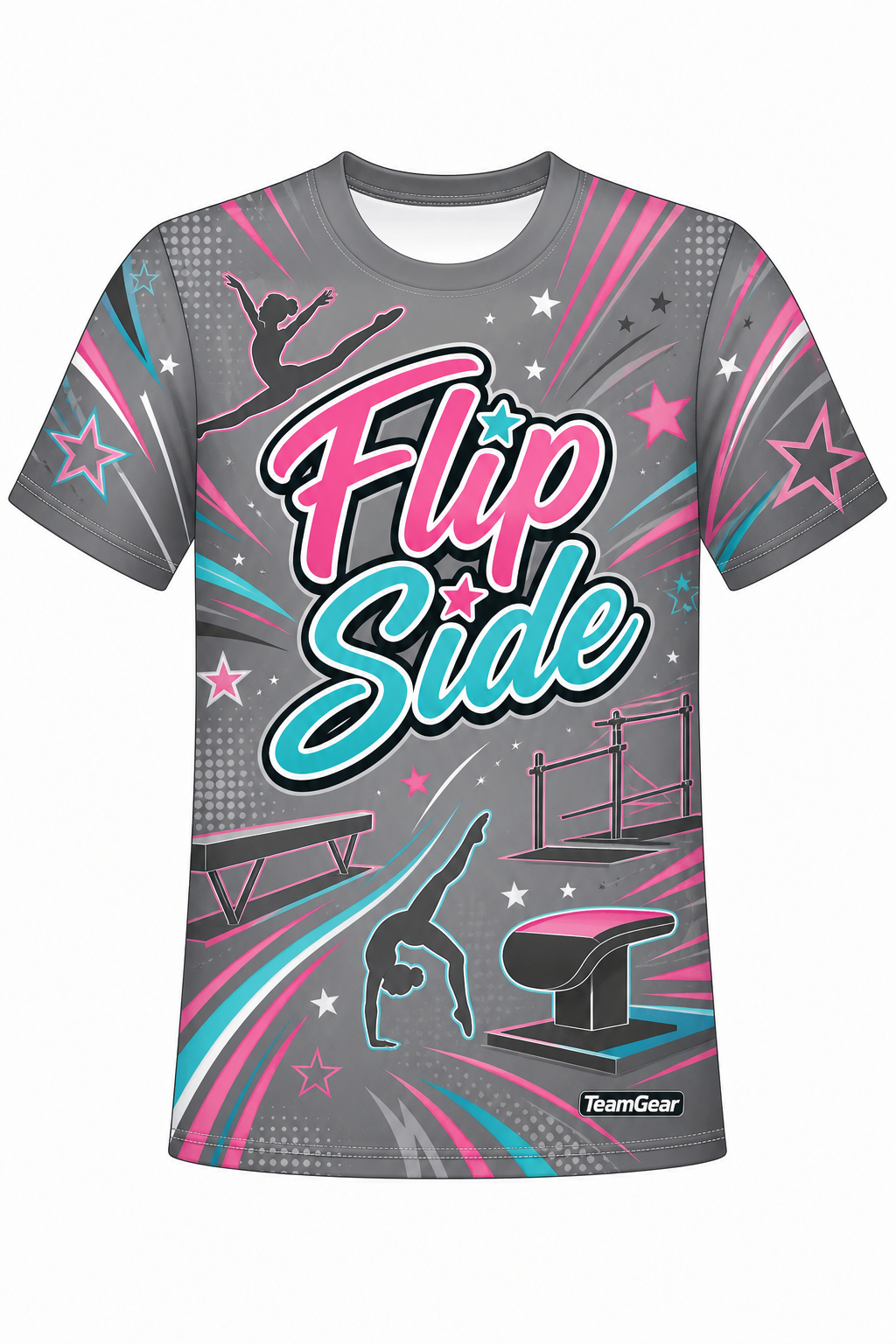 Flip Side Grey Gymnastics Jersey with name and number