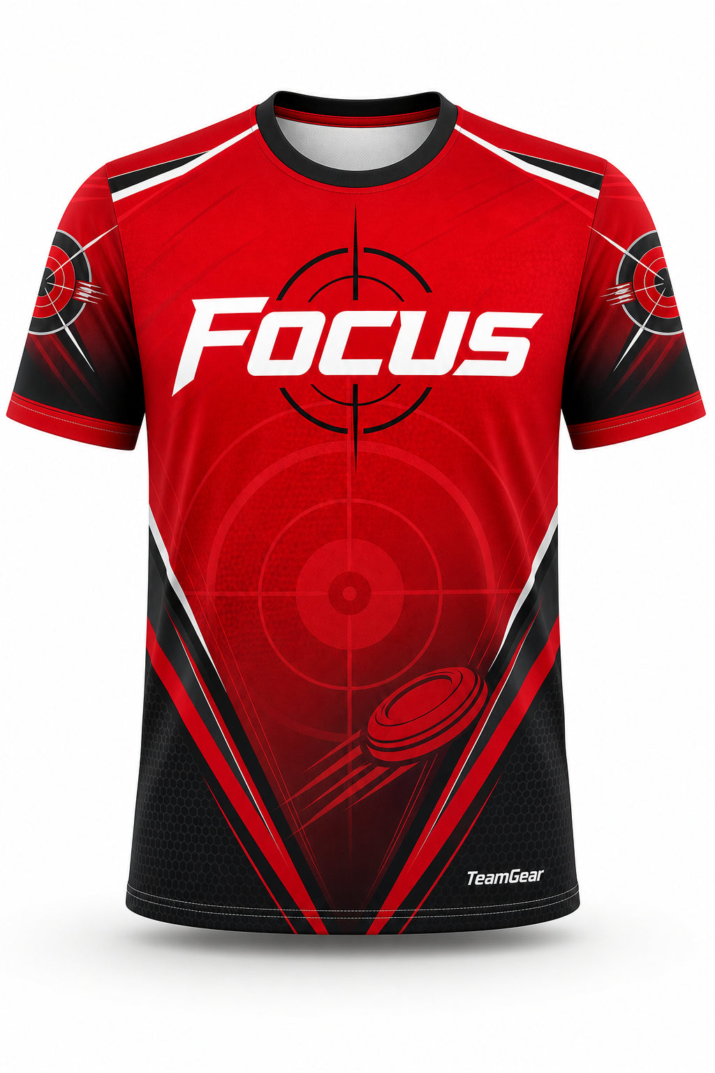 Focus Red Shooting Jersey - front and back view