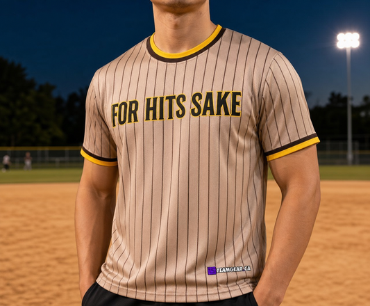 For Hits Sake Softball Jersey — custom softball jersey worn on model — TeamGear Canada