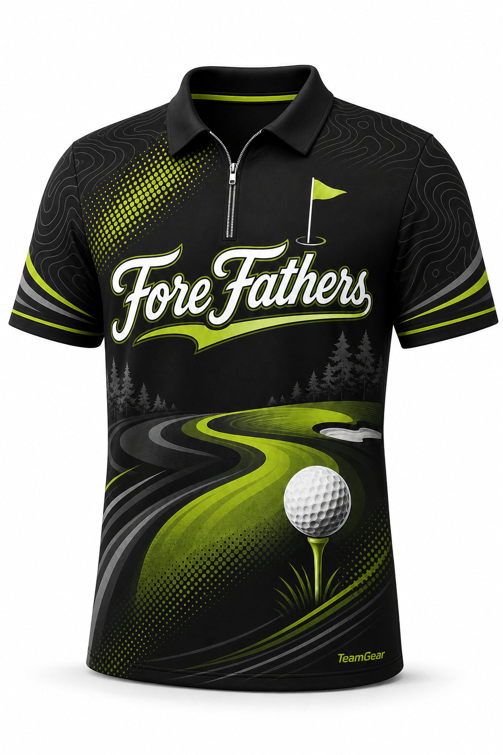 Fore Fathers Black Golf Polo - front and back view