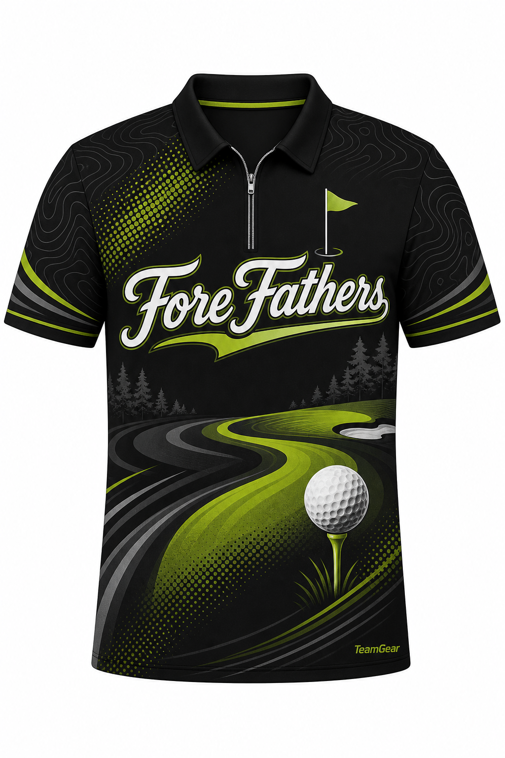 Fore Fathers Black Golf Polo design
