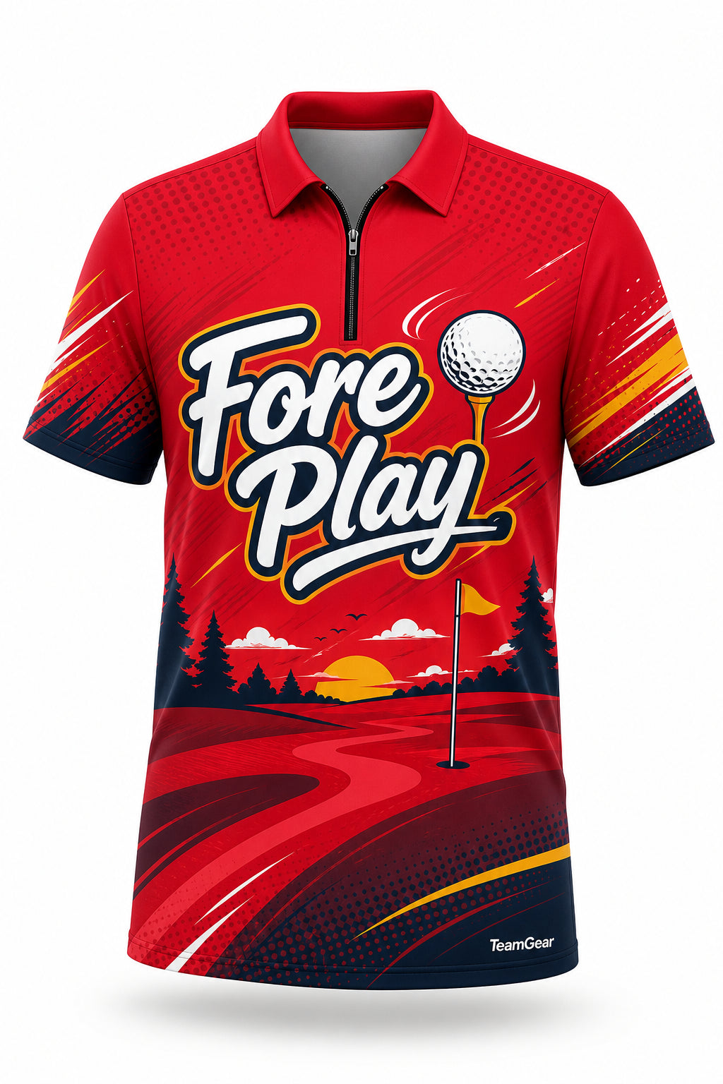 Fore Play Red Golf Polo - front and back view