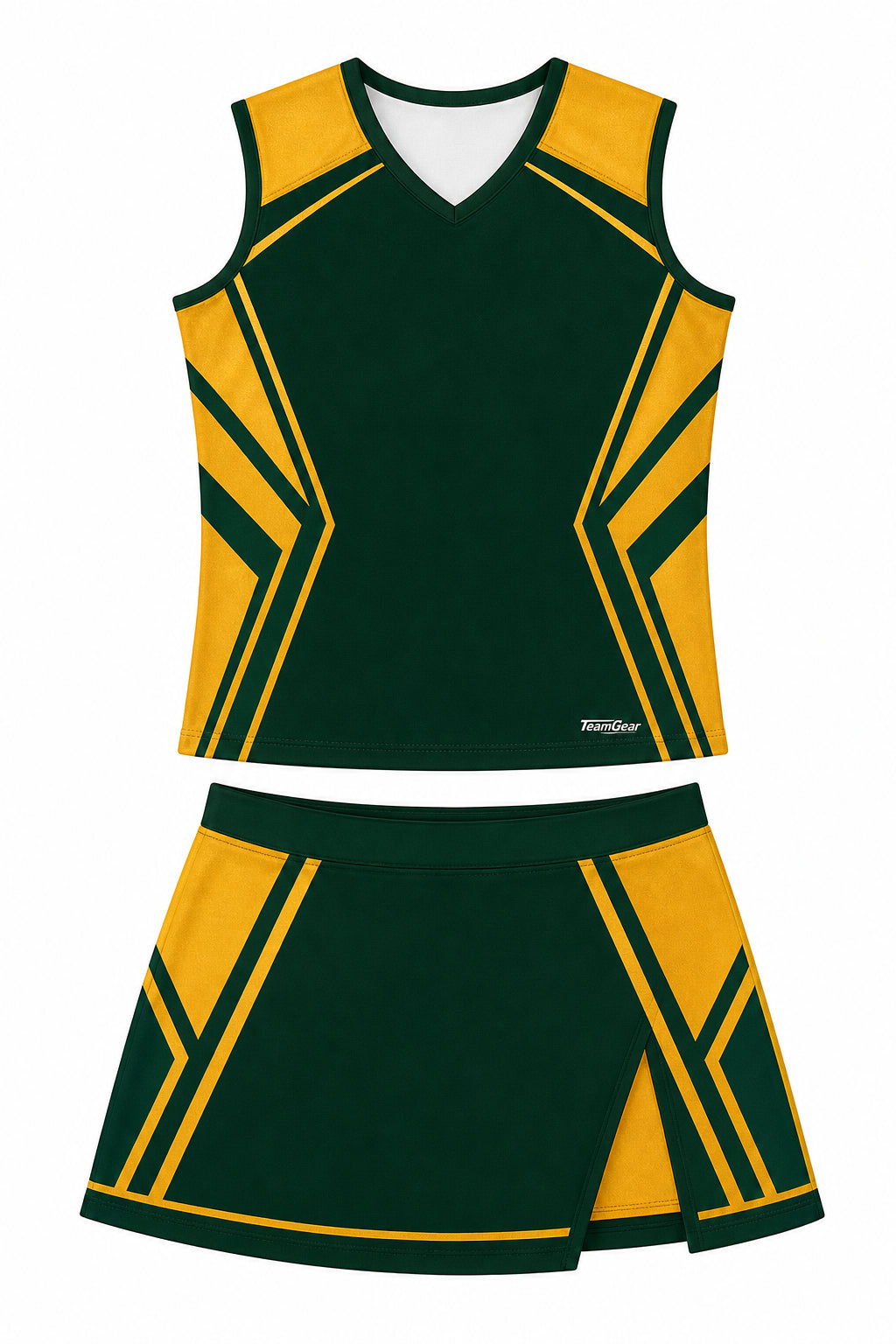 Forest Green and Gold Cheerleading Uniform design