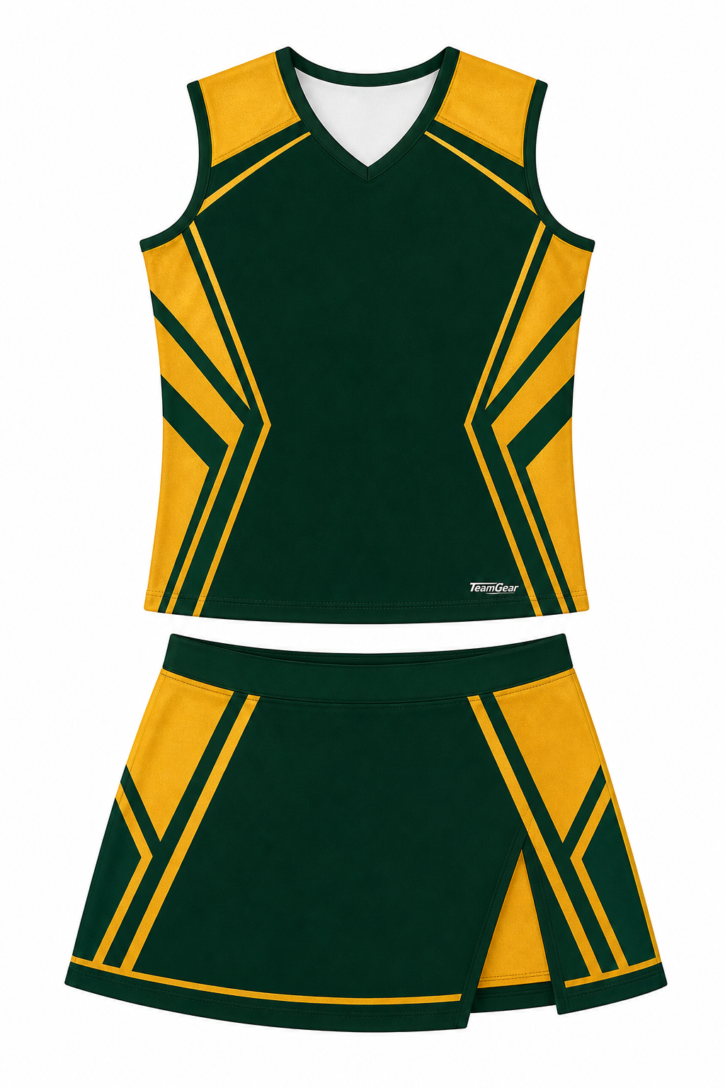 Forest Green and Gold Cheerleading Uniform design