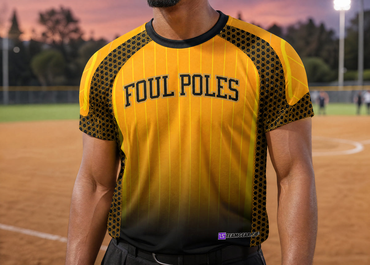 Foul Poles Yellow Softball Jersey — custom softball jersey worn on model — TeamGear Canada