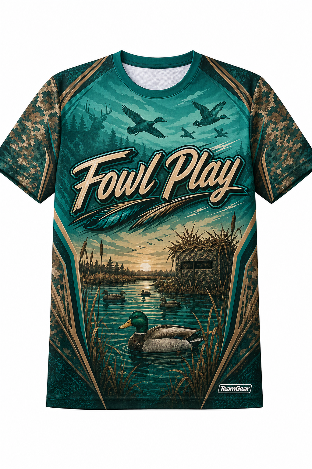 Fowl Play Teal Hunting Jersey design