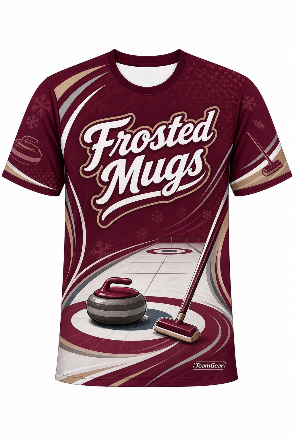 Frosted Mugs Maroon Curling Jersey design