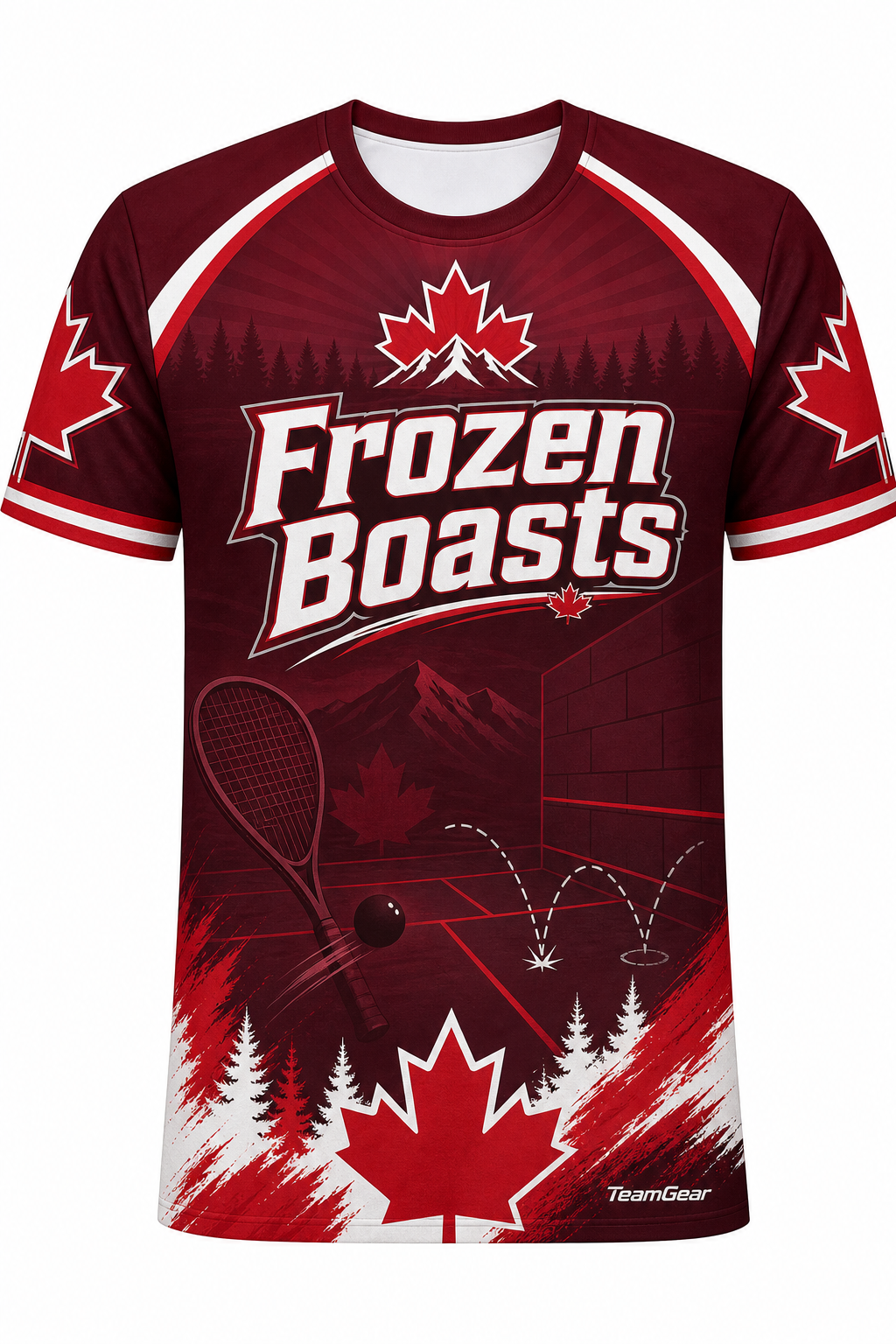 Frozen Boasts Maroon Squash Jersey with name and number