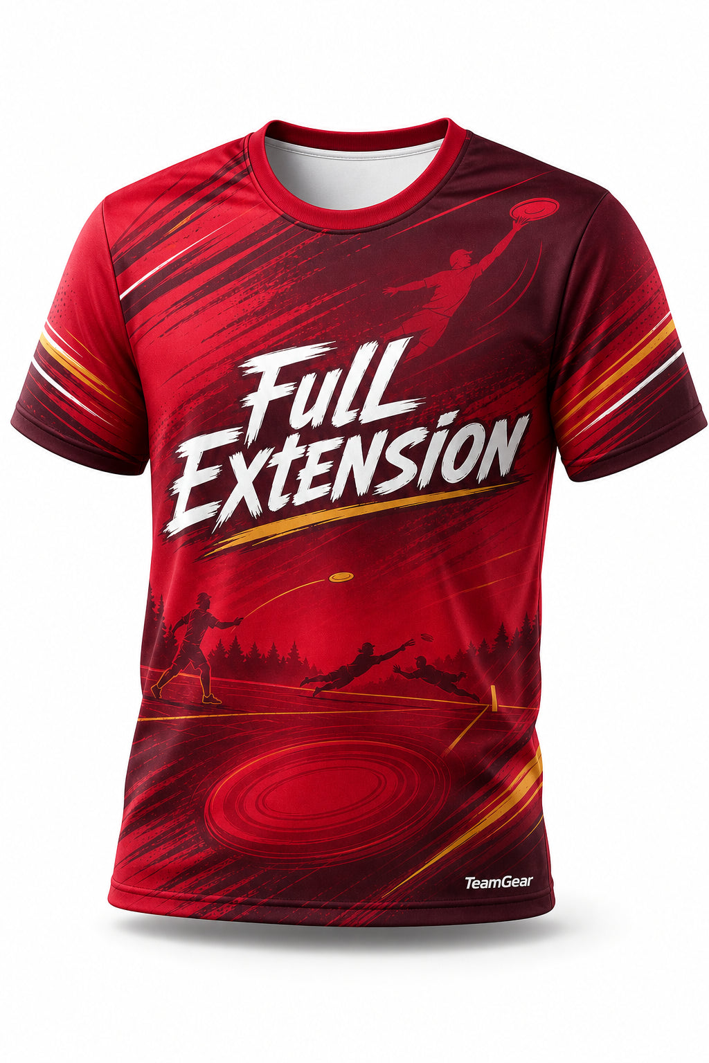 Full Extension Crimson Ultimate Frisbee Jersey - front and back view