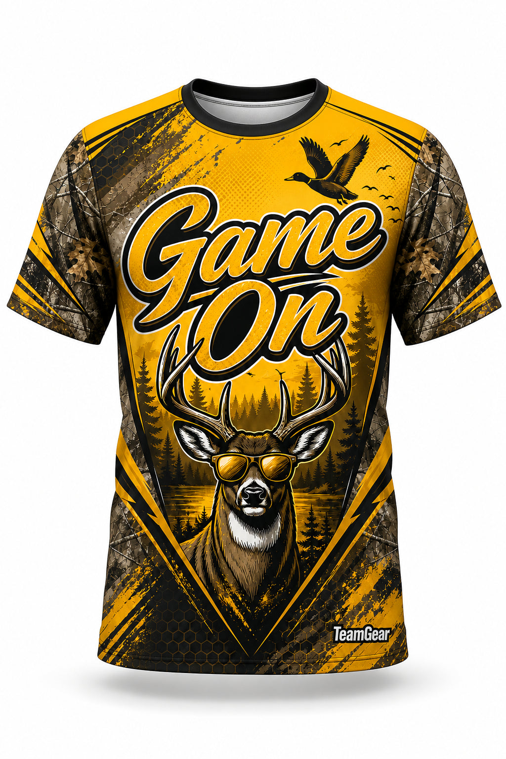 Game On Gold Hunting Jersey - front and back view