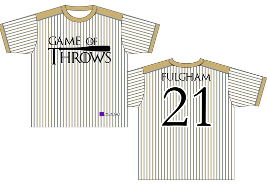 Game of Throws White Pinstripe Softball Jersey with custom logo