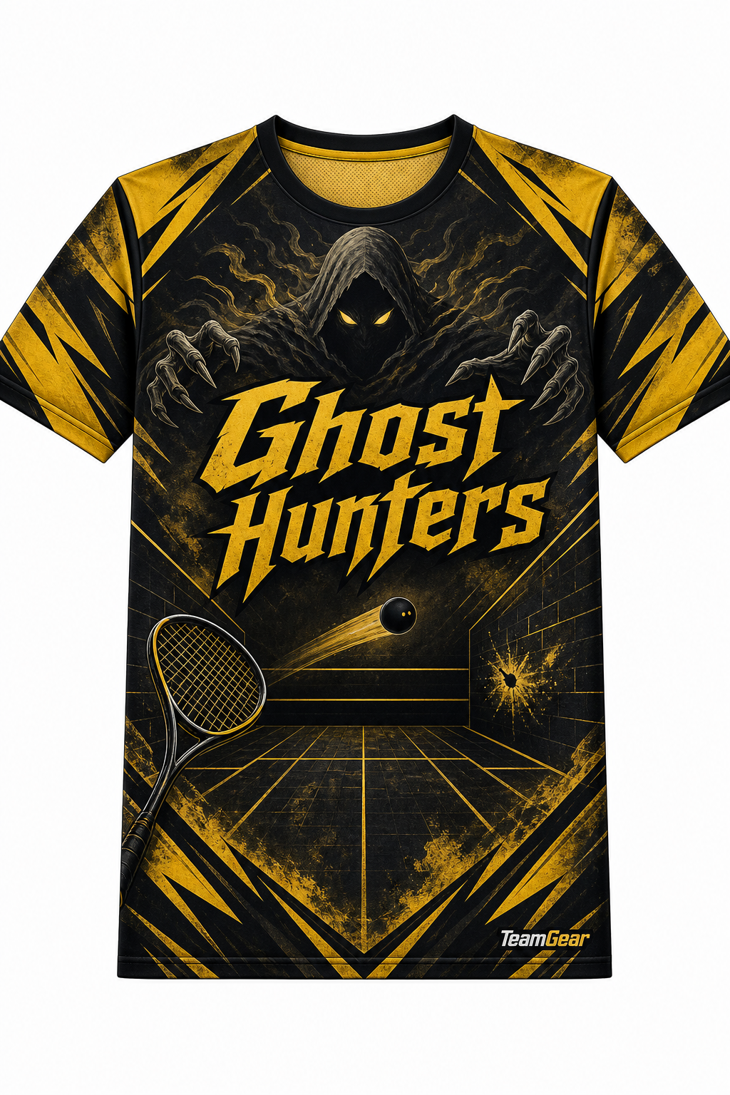 Ghost Hunters Gold Squash Jersey with name and number