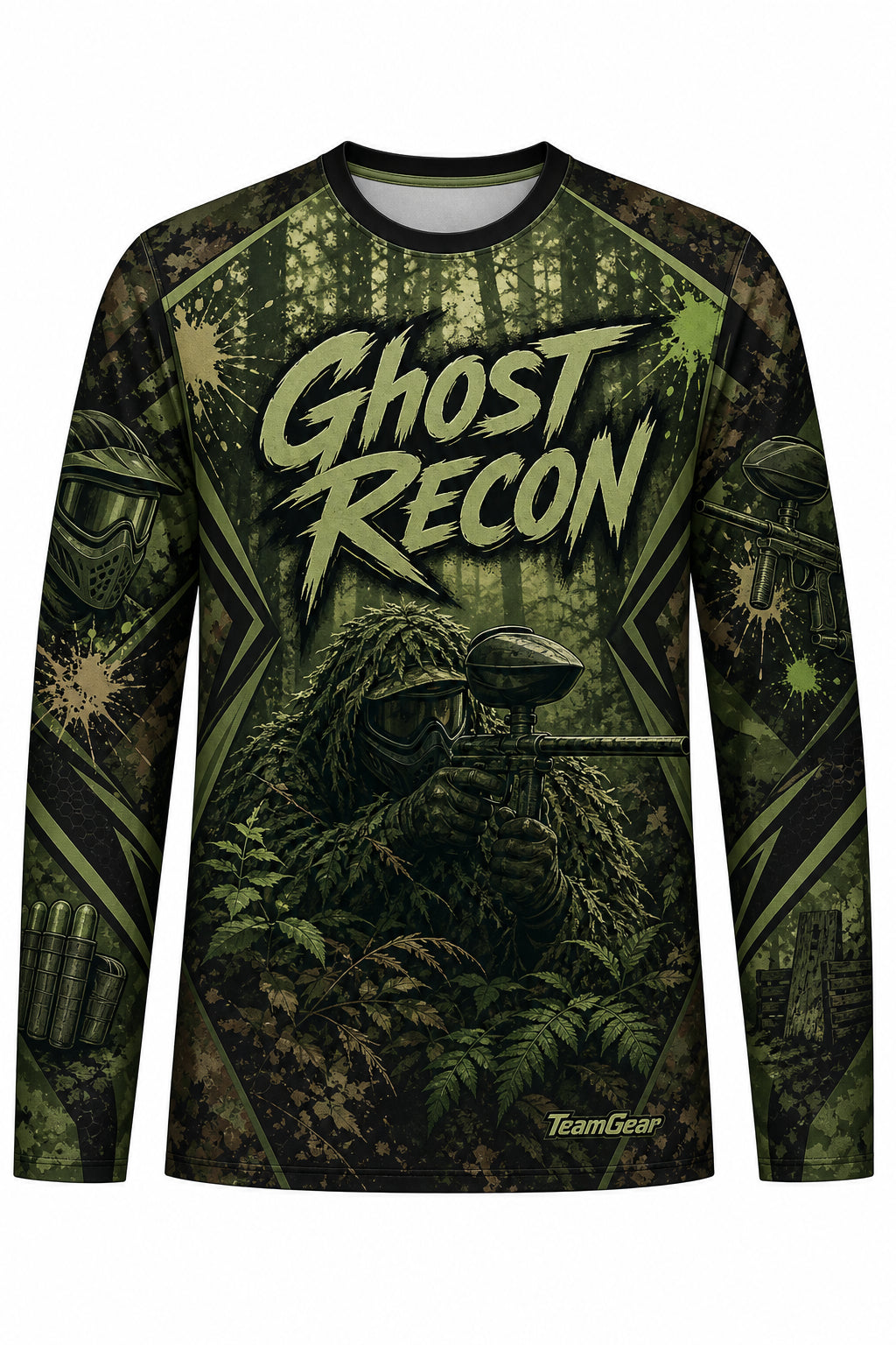 Ghost Recon Green Long Sleeve Paintball Jersey design