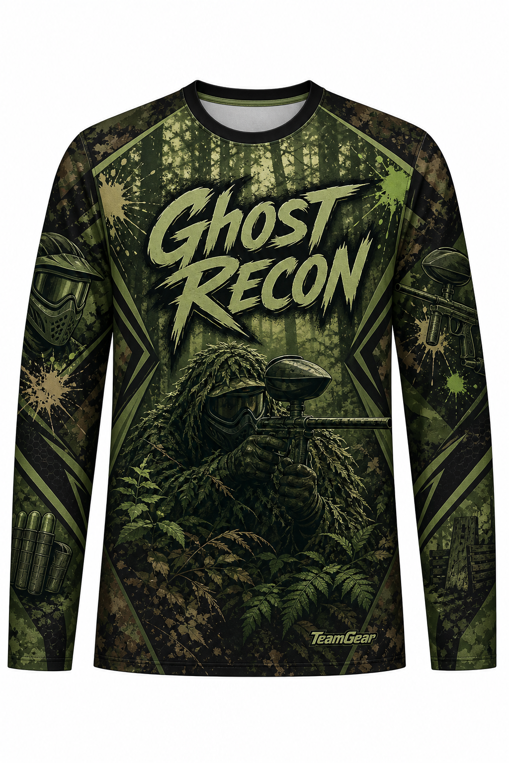 Ghost Recon Green Long Sleeve Paintball Jersey design