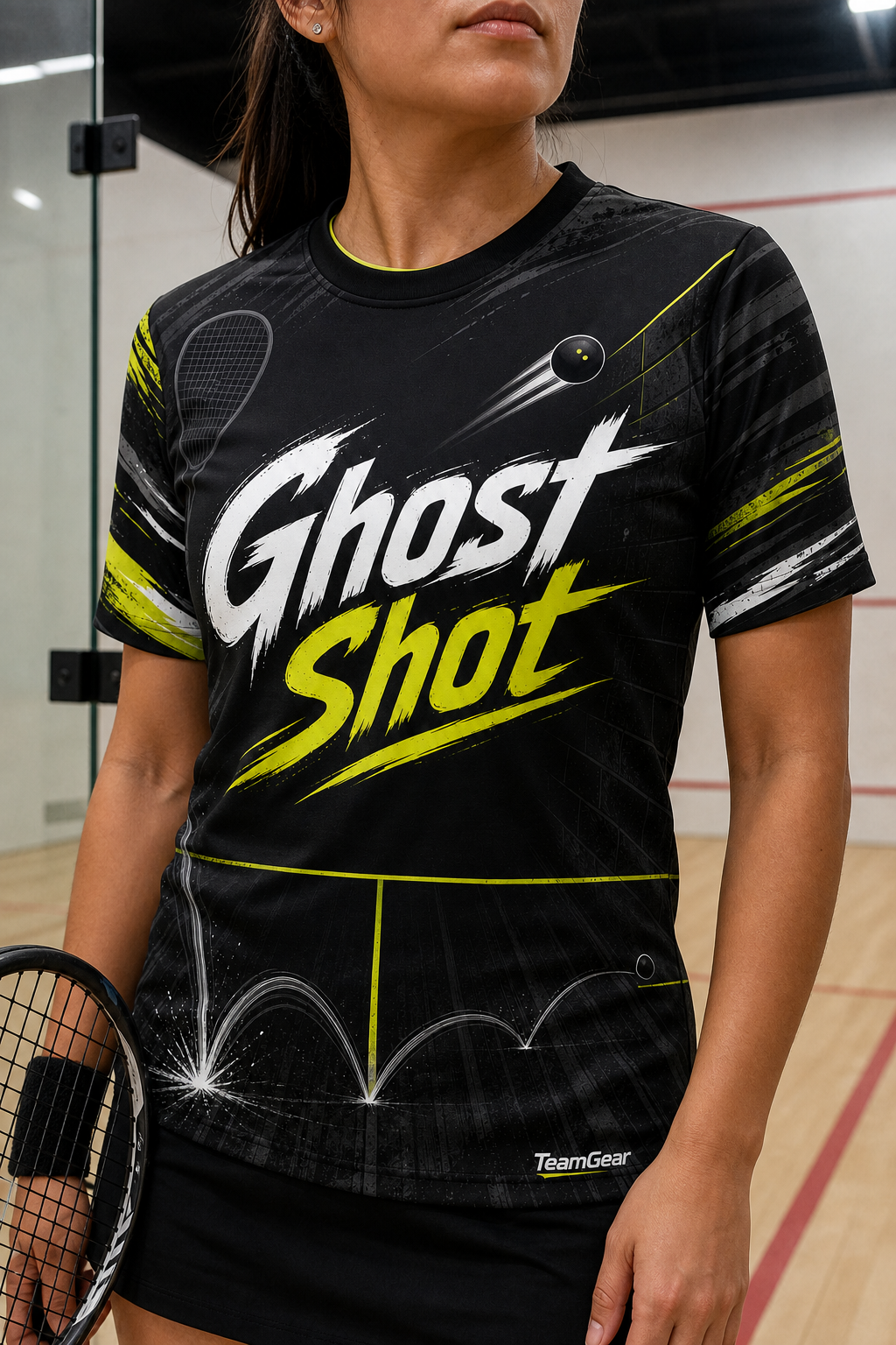 Ghost Shot Black Squash Jersey — custom squash jersey worn on model — TeamGear Canada