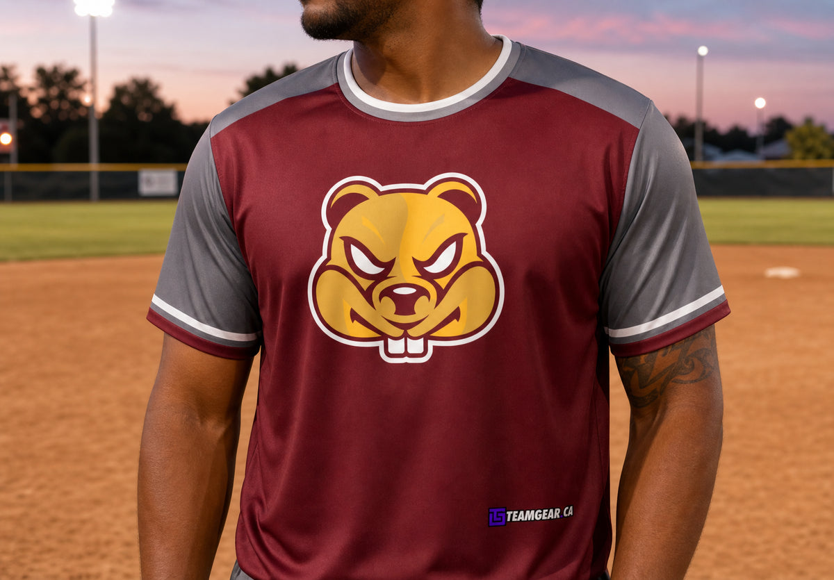 Gophers Softball Jersey — custom softball jersey worn on model — TeamGear Canada