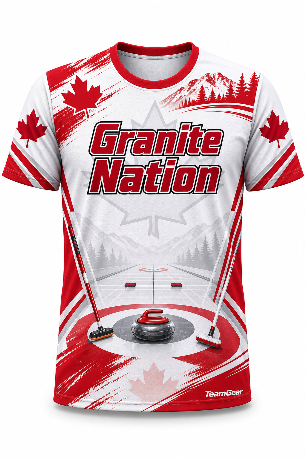 Granite Nation White Curling Jersey - front and back view