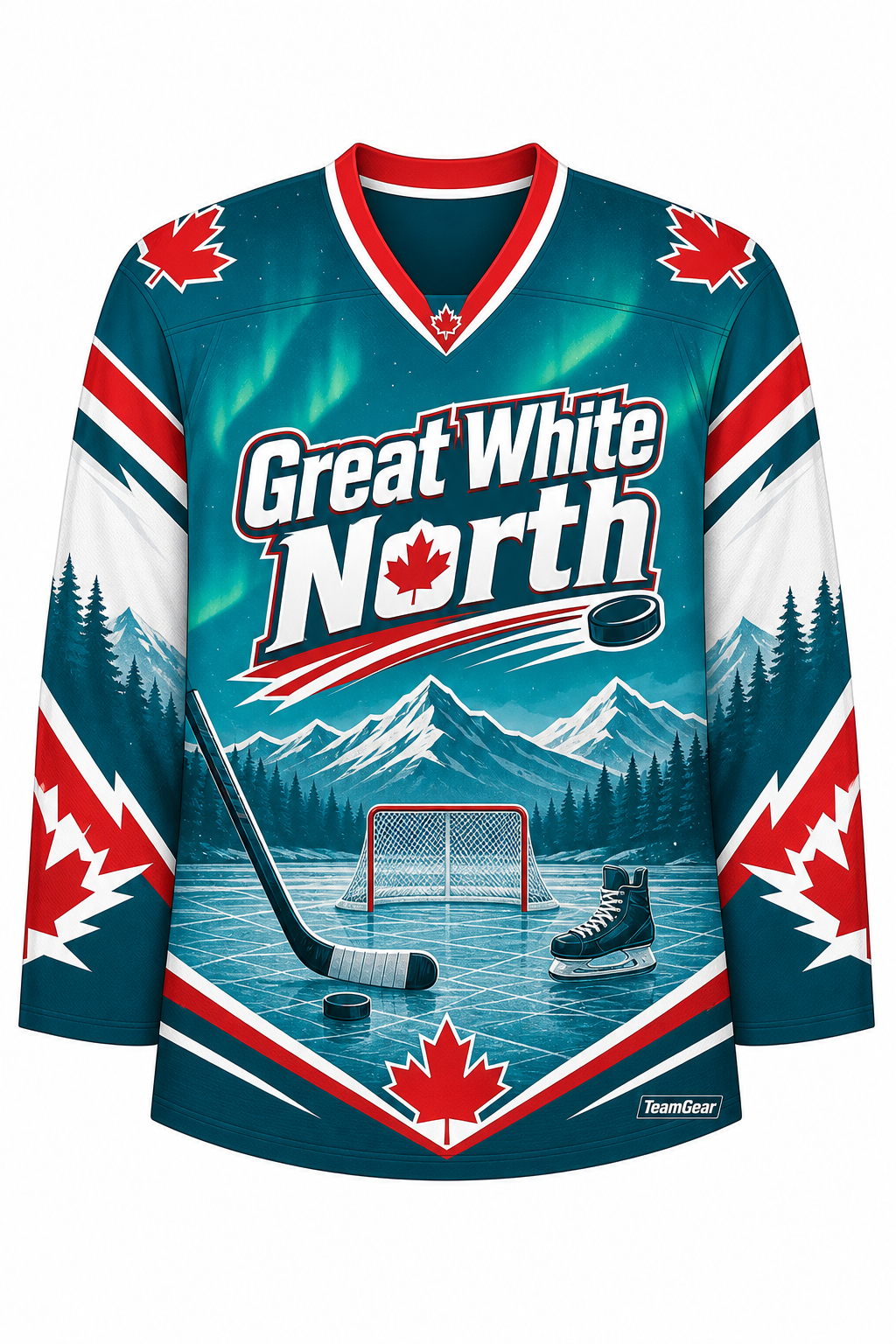 Great White North Teal Hockey Jersey design