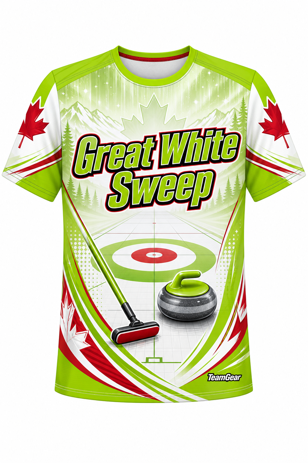 Great White Sweep Lime Curling Jersey design